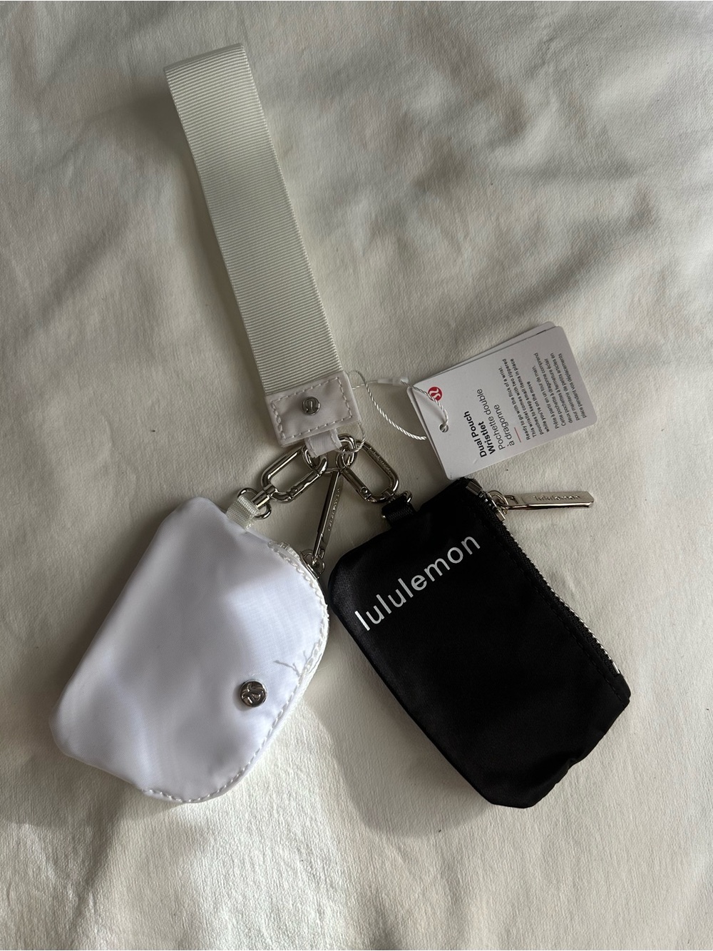 lululemon athletica Black and White Key & Card Holder Duo with Strap
